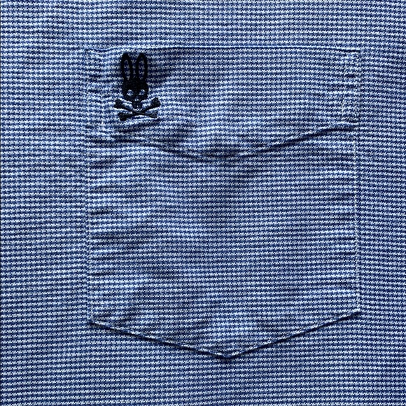Psycho Bunny Blue and White Dress Shirt with Button-Down Collar - Picture 4 of 16